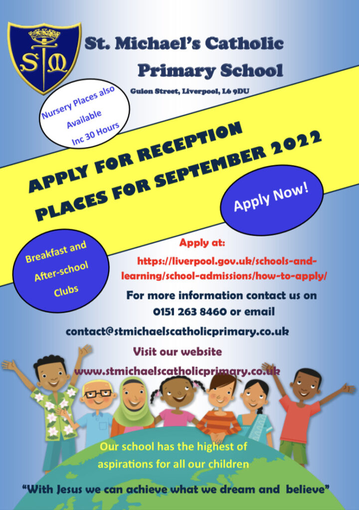 Reception places September 2022 – St Michael's Catholic Primary School